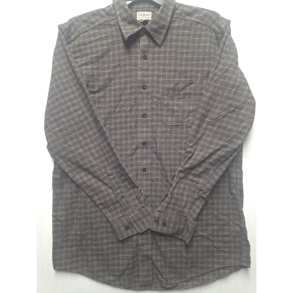 LL Bean Long Sleeve Dress Shirt‎ Size L-Tall Button Dow Plaid Cotton Casual